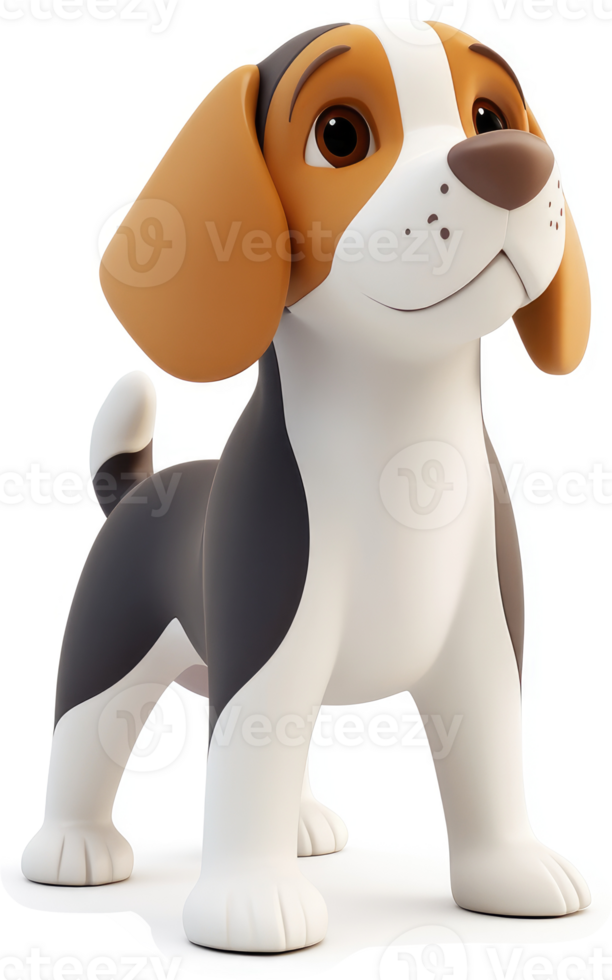 Cute cartoon beagle puppy looking upward. png