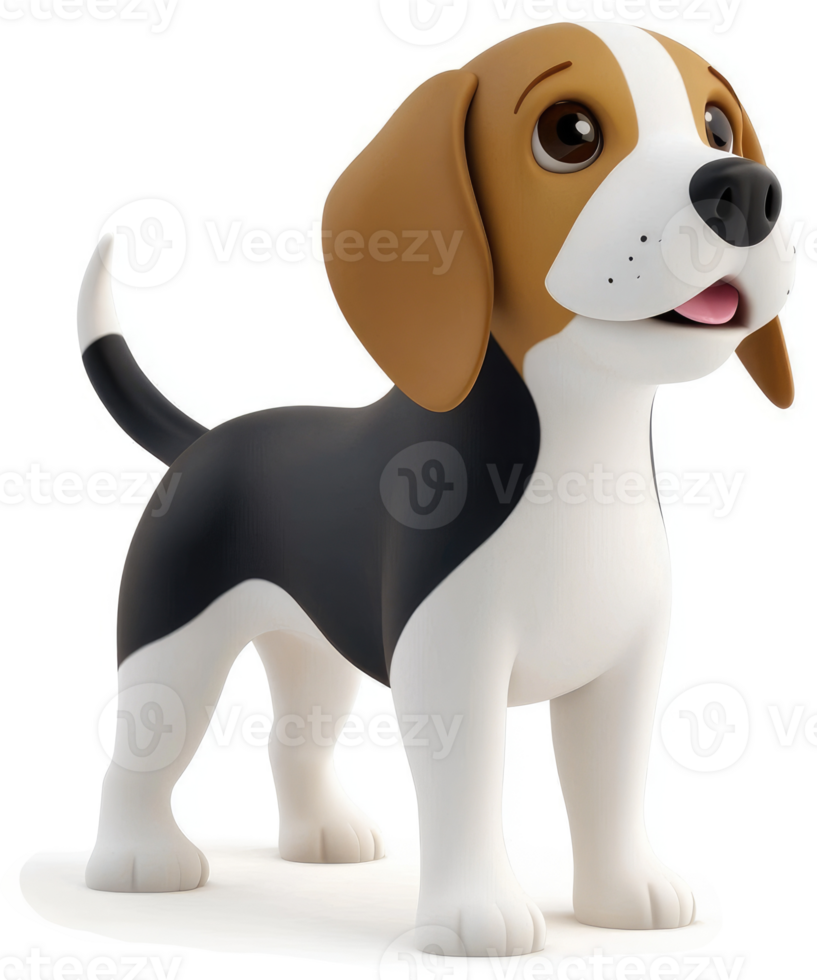 Cute cartoon beagle puppy in profile view. png