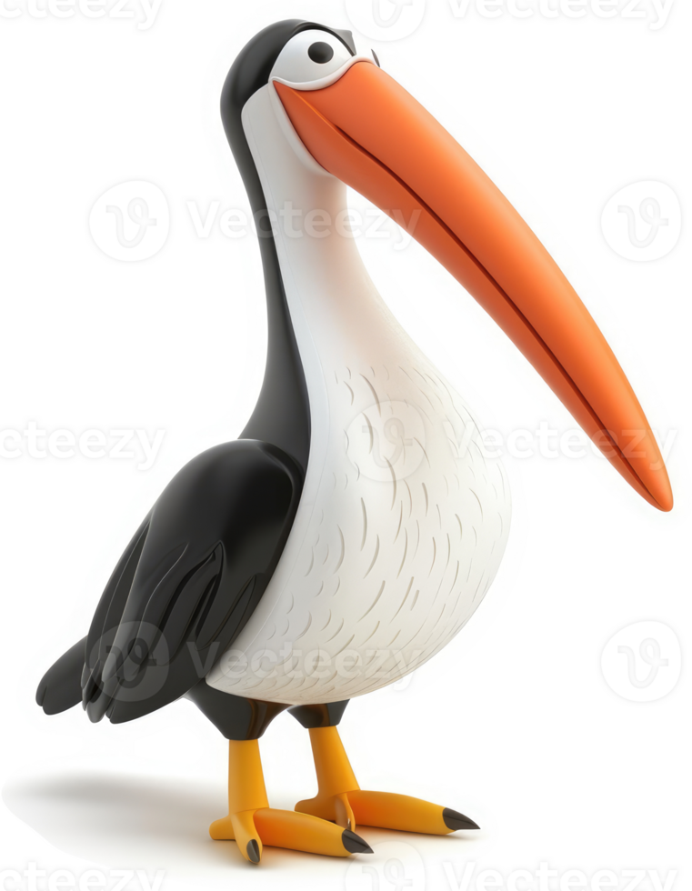 Colorful cartoon pelican, a whimsical illustration. png