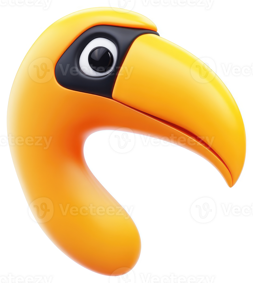 Cartoon toucan head graphic, profile view. png