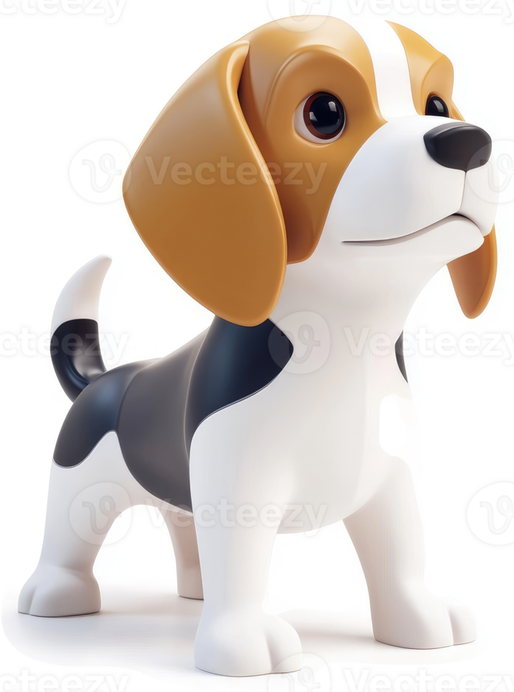 Cute beagle puppy looking upward. png