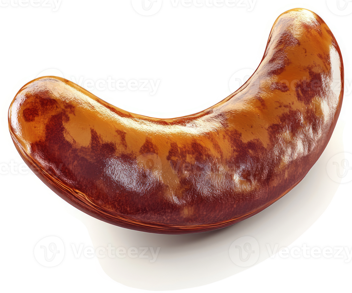 Close-up of a single, curved, brown and tan cashew bean. png
