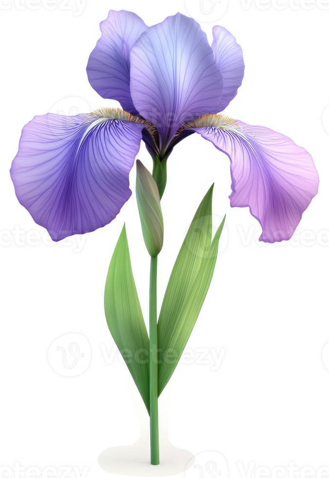 Delicate purple iris with elegant petals. png