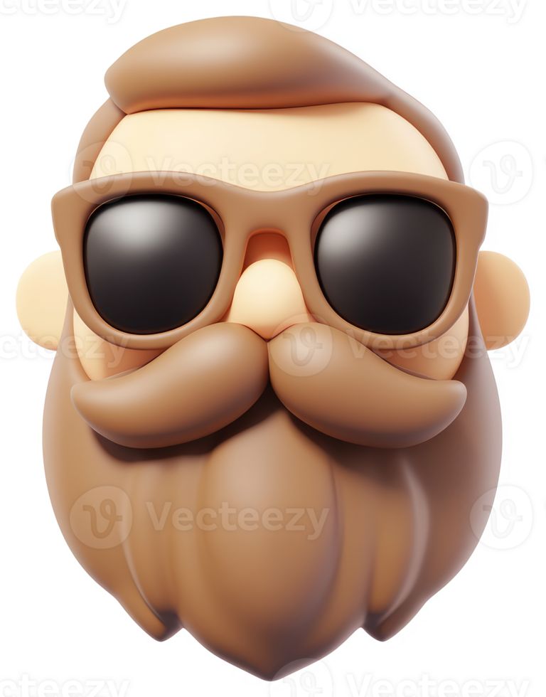 Cartoon man's head with a beard and sunglasses. png