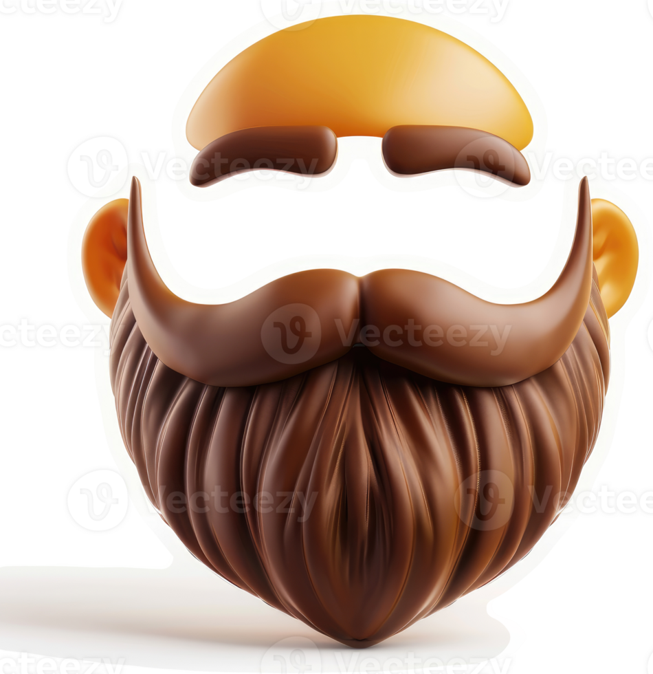 Digital illustration of a bald head and brown beard. png