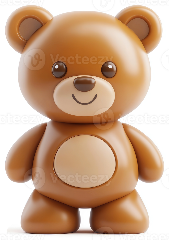Cute, stylized teddy bear figurine against a white background. png