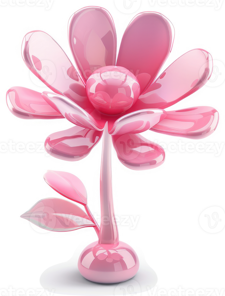 Vibrant cartoon daisy with stylized stem and leaves