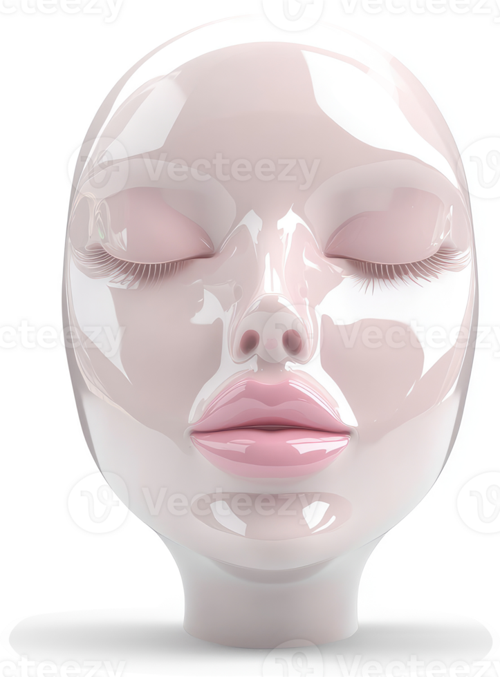 Glossy, smooth, pink face mask model. png