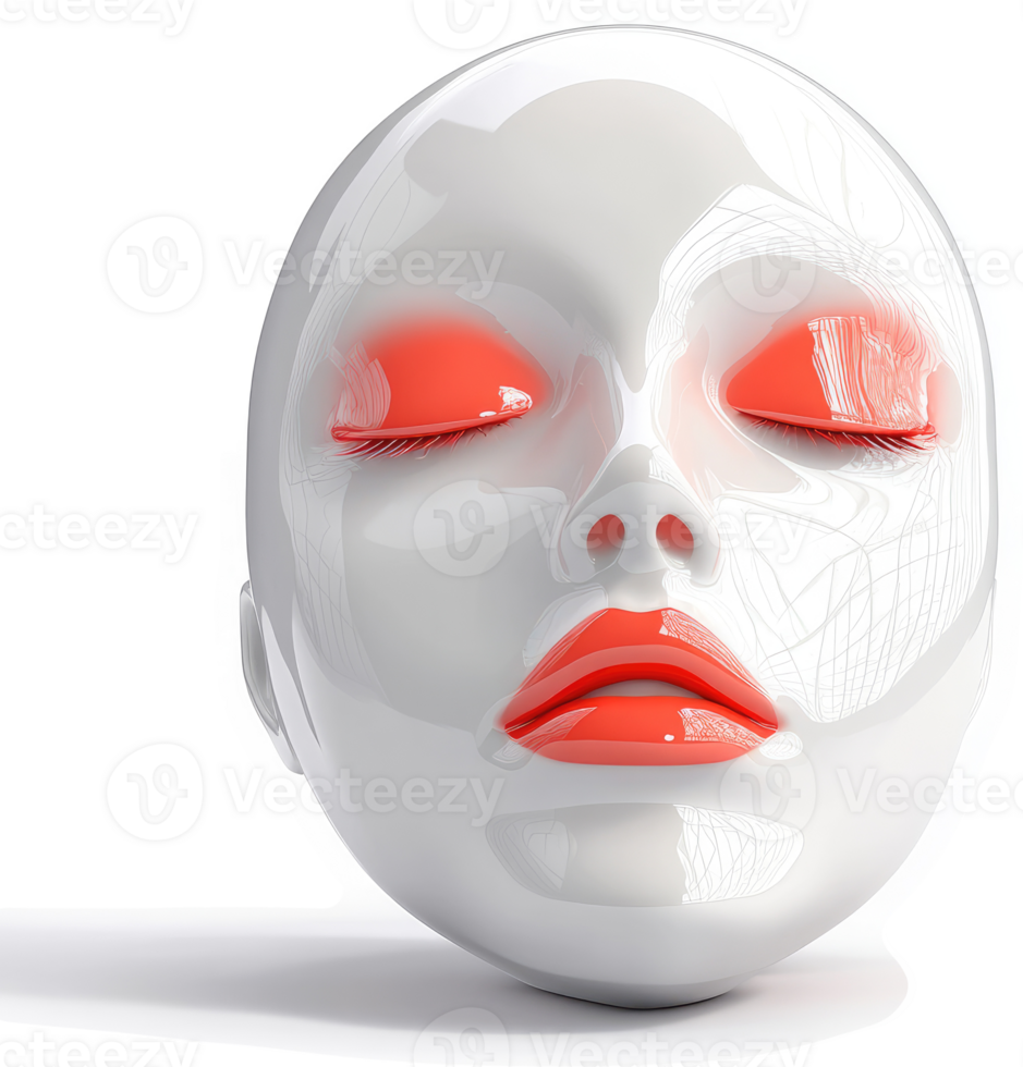 Glossy white head sculpture, featuring a serene facial expression. png