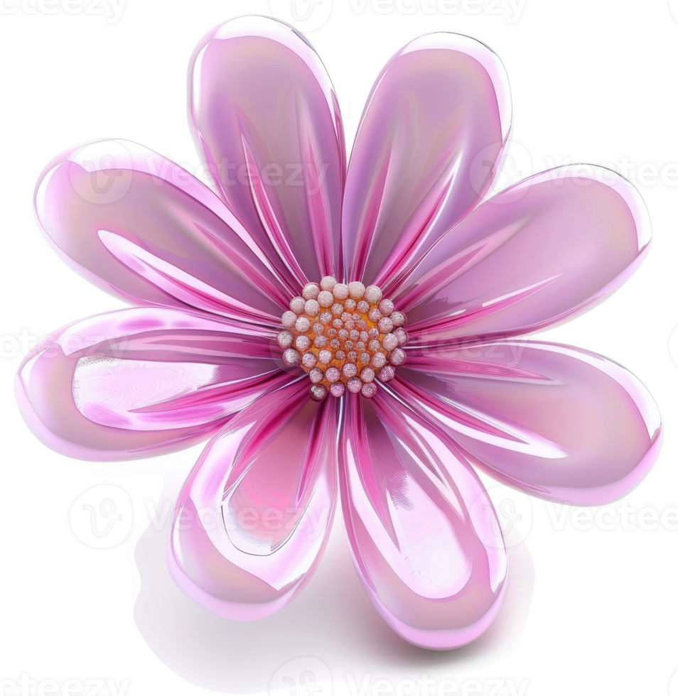 Vibrant, three-dimensional, pink flower design. png