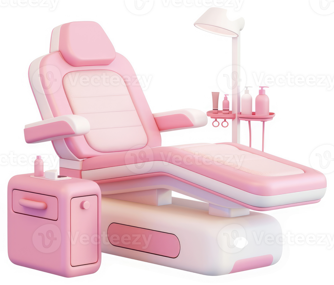 Pink spa treatment chair with accessories. png