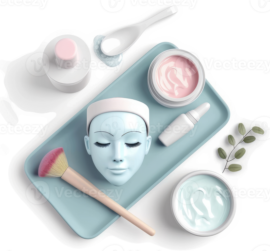 A curated selection of beauty products for facial care. png