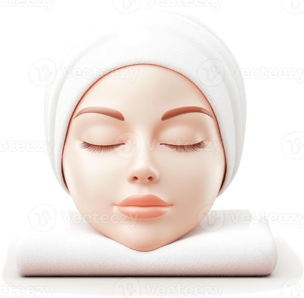 Relaxed facial treatment illustration for spa or beauty salon. png