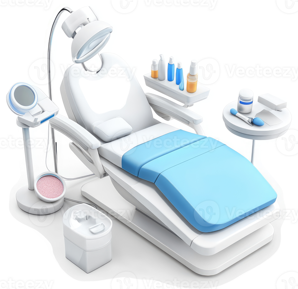 Modern medical spa treatment chair with accessories. png