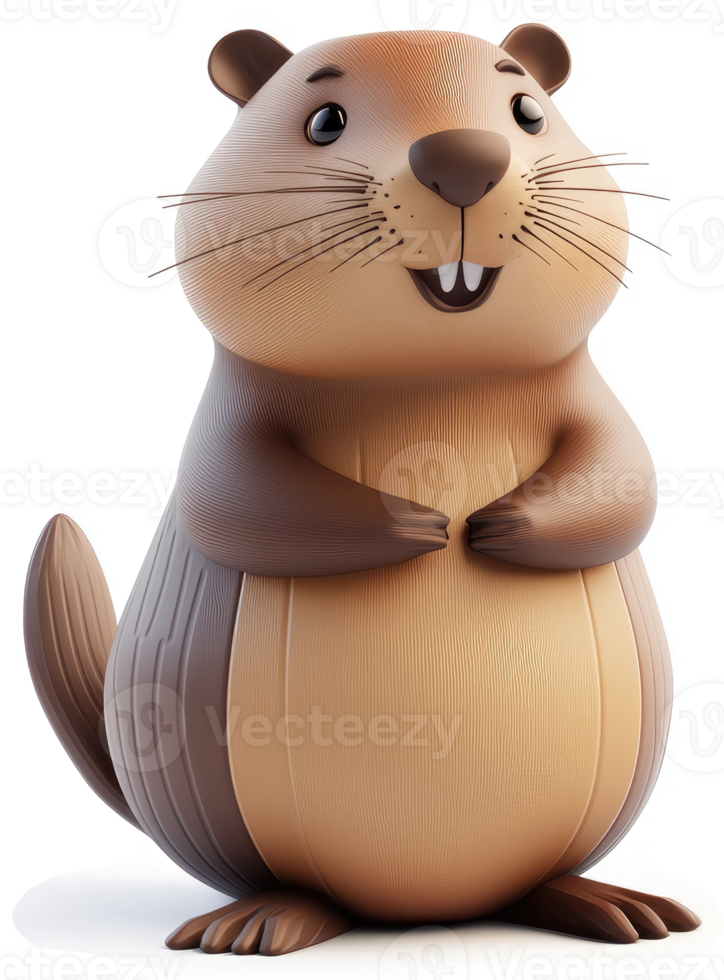 Smiling groundhog figurine, endearingly depicted. png