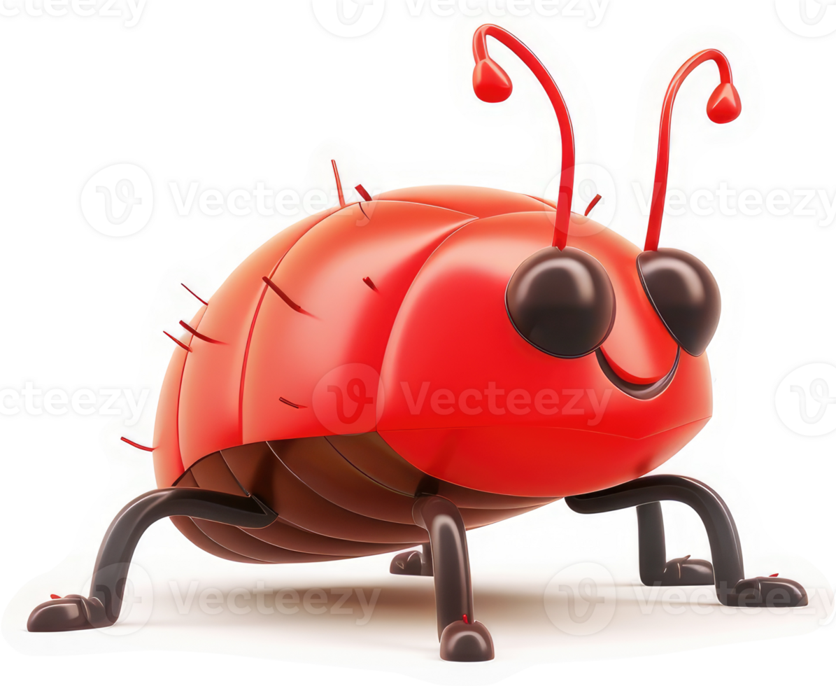Cute cartoon ladybug character with cheerful expression. png