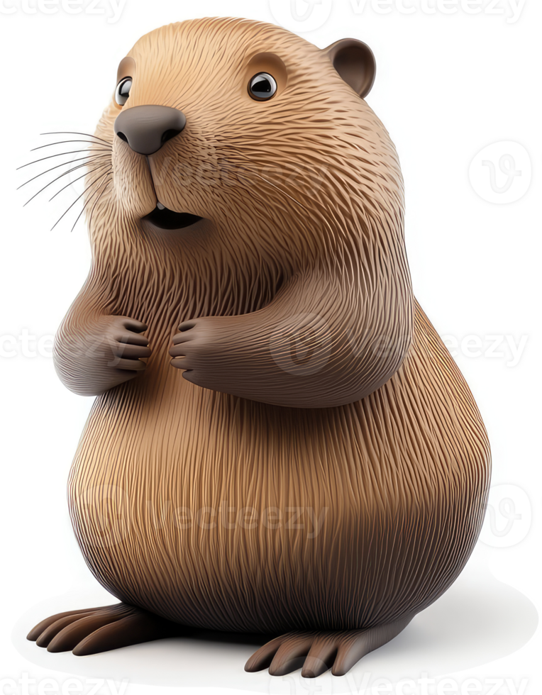 Cartoon groundhog with an expressive pose. png