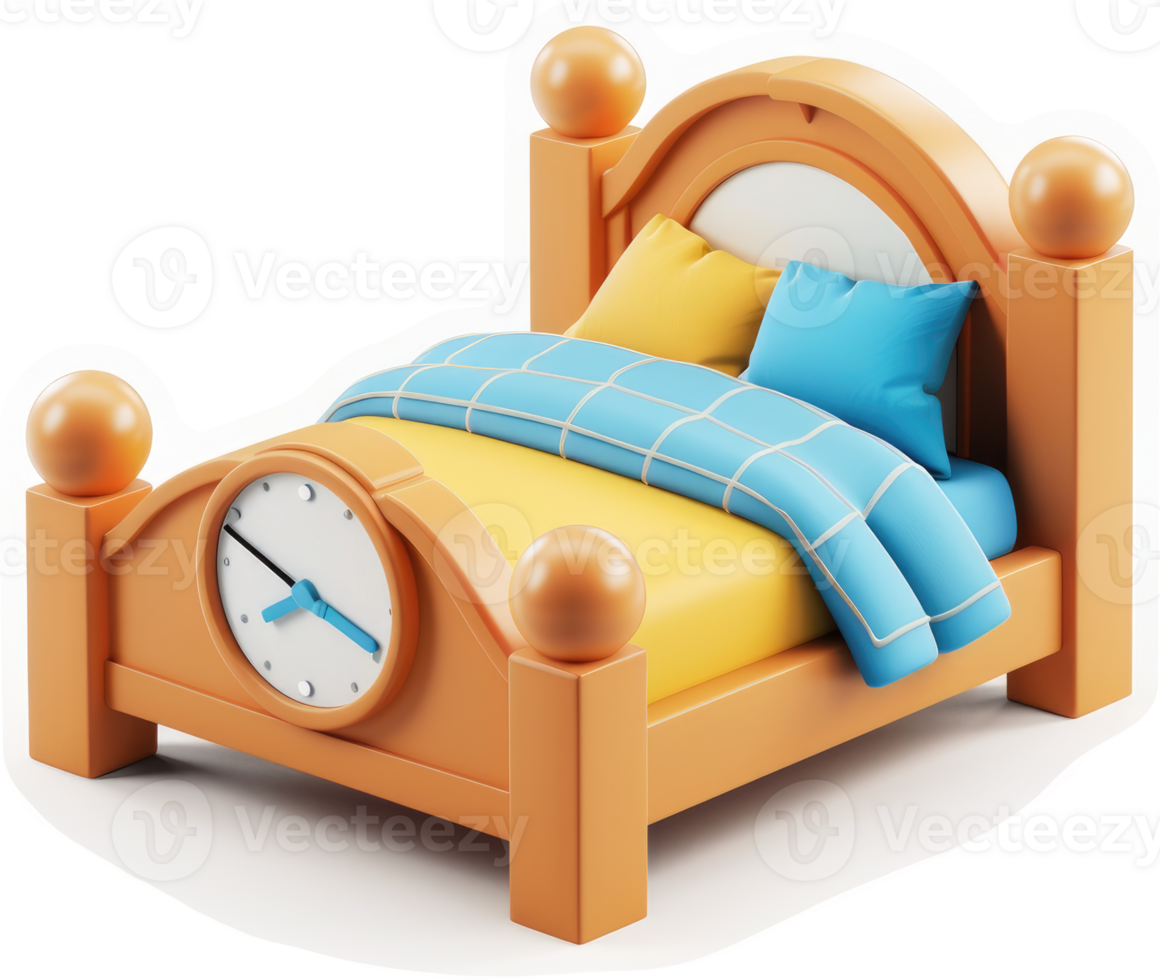 Animated illustration of a comfortable, light-orange bed. png