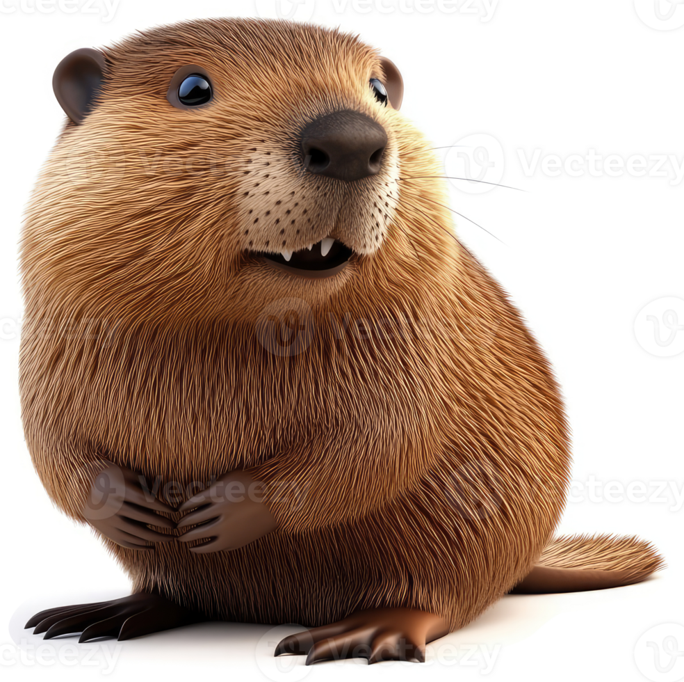 Cute, adorable beaver, looking upwards. png