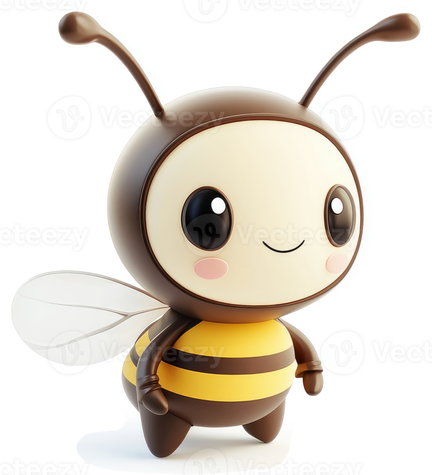 Adorable cartoon bee in a cheerful pose. png
