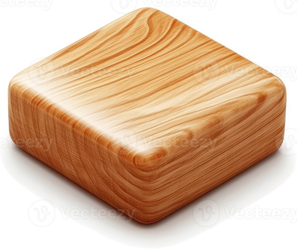Square wooden block with a light-brown wood grain texture. png