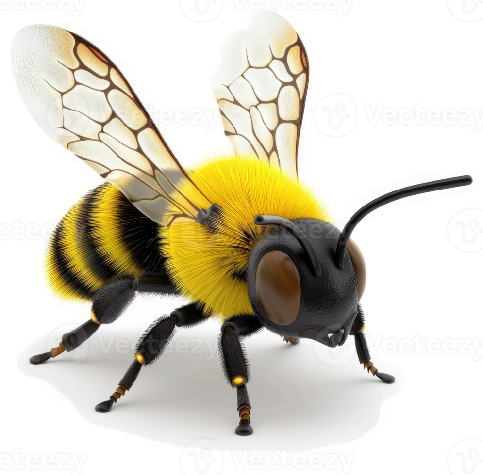 3D rendering of a honeybee in flight pose. png