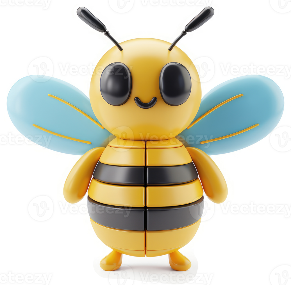 Adorable cartoon bee with segmented body. png