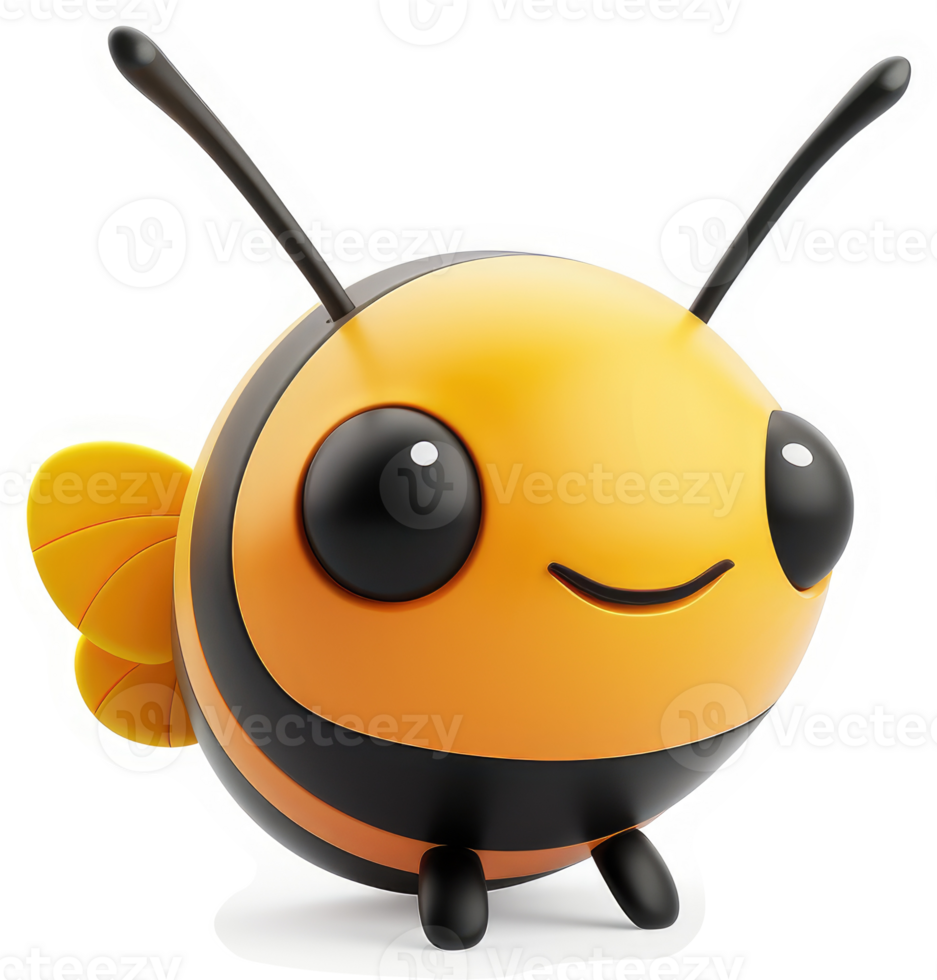 Cute cartoon bee character with large eyes. png