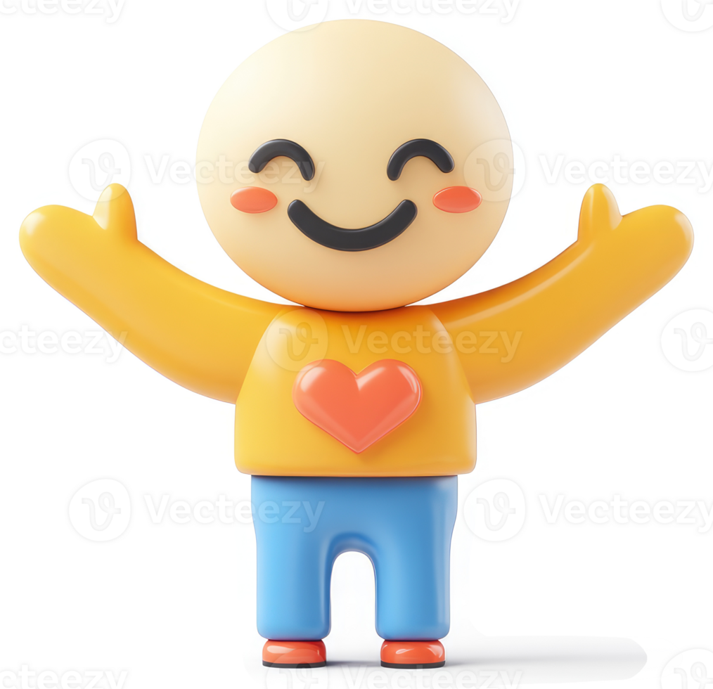 Cheerful cartoon figure with outstretched arms. png