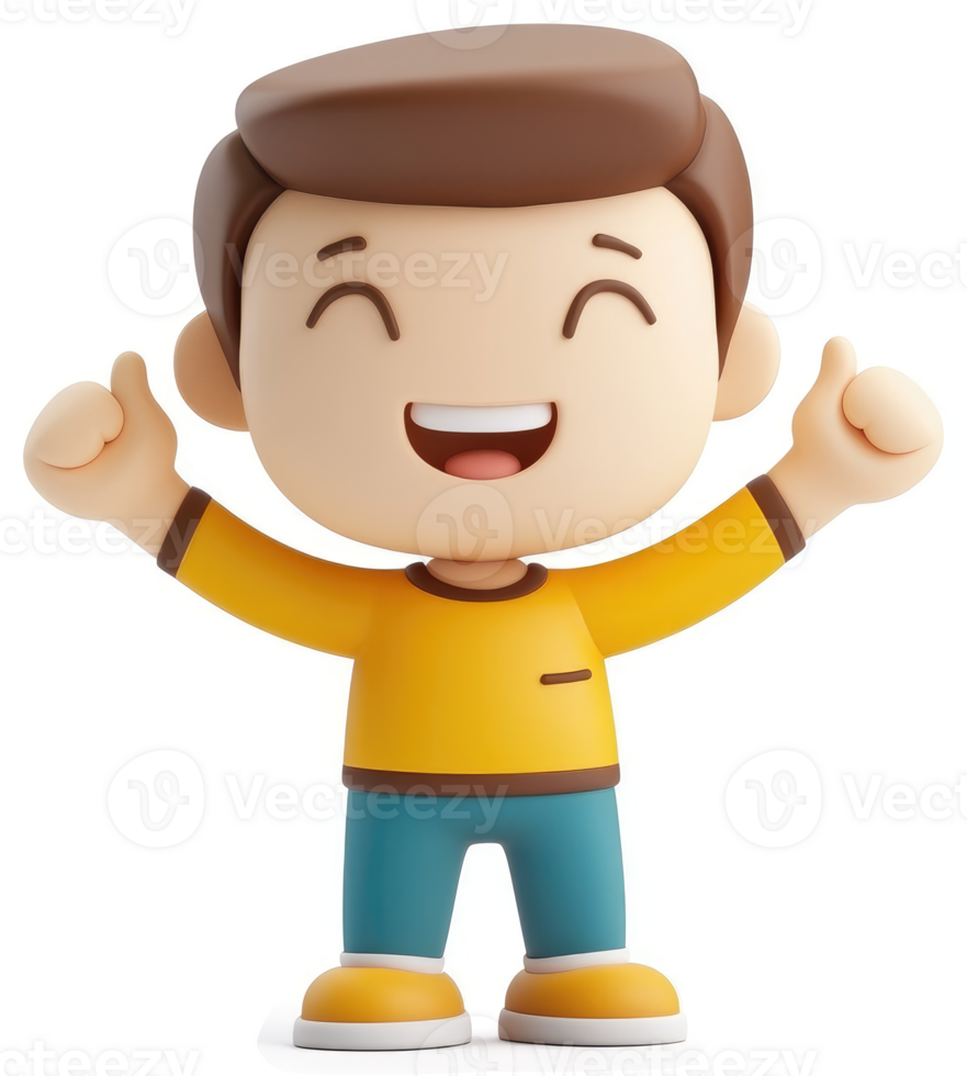 Cheerful cartoon boy character illustration. png