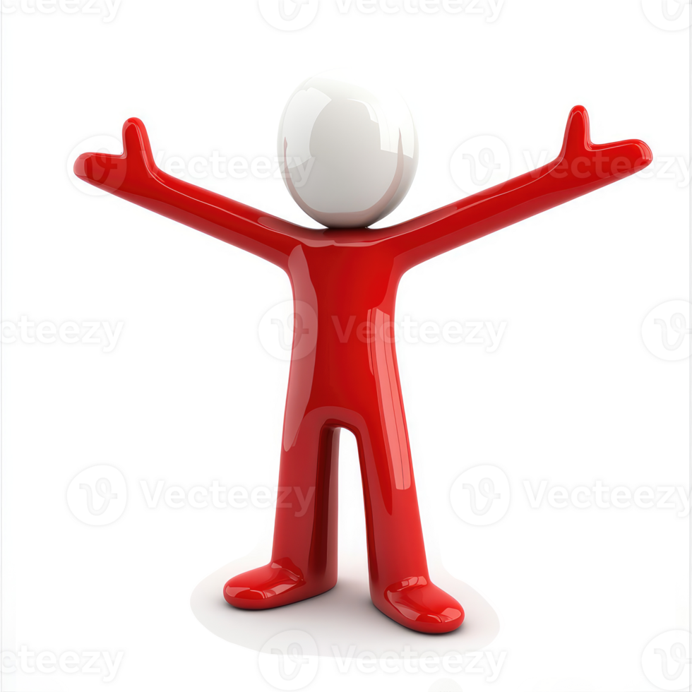 Exuberant red figure with outstretched arms. png