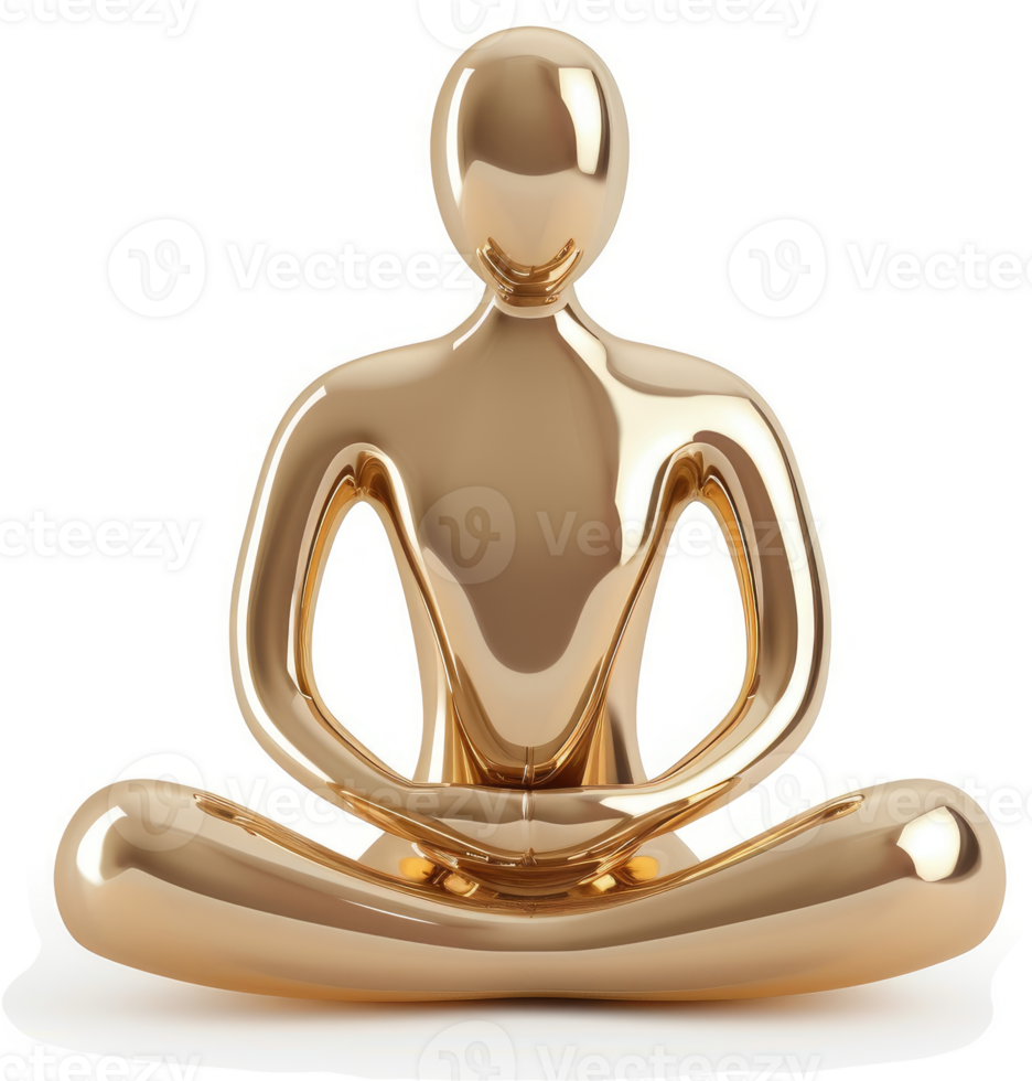 Golden figure in a seated meditation pose. png