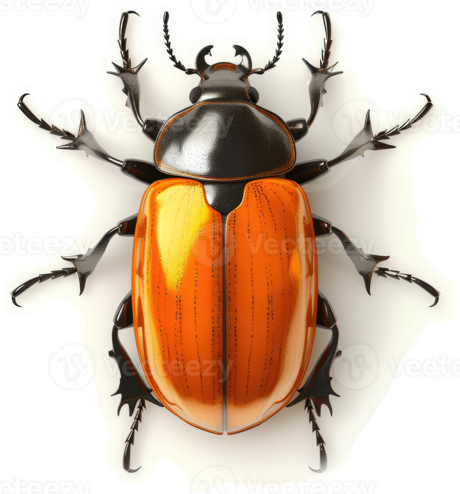 Close-up of an orange and black beetle. png