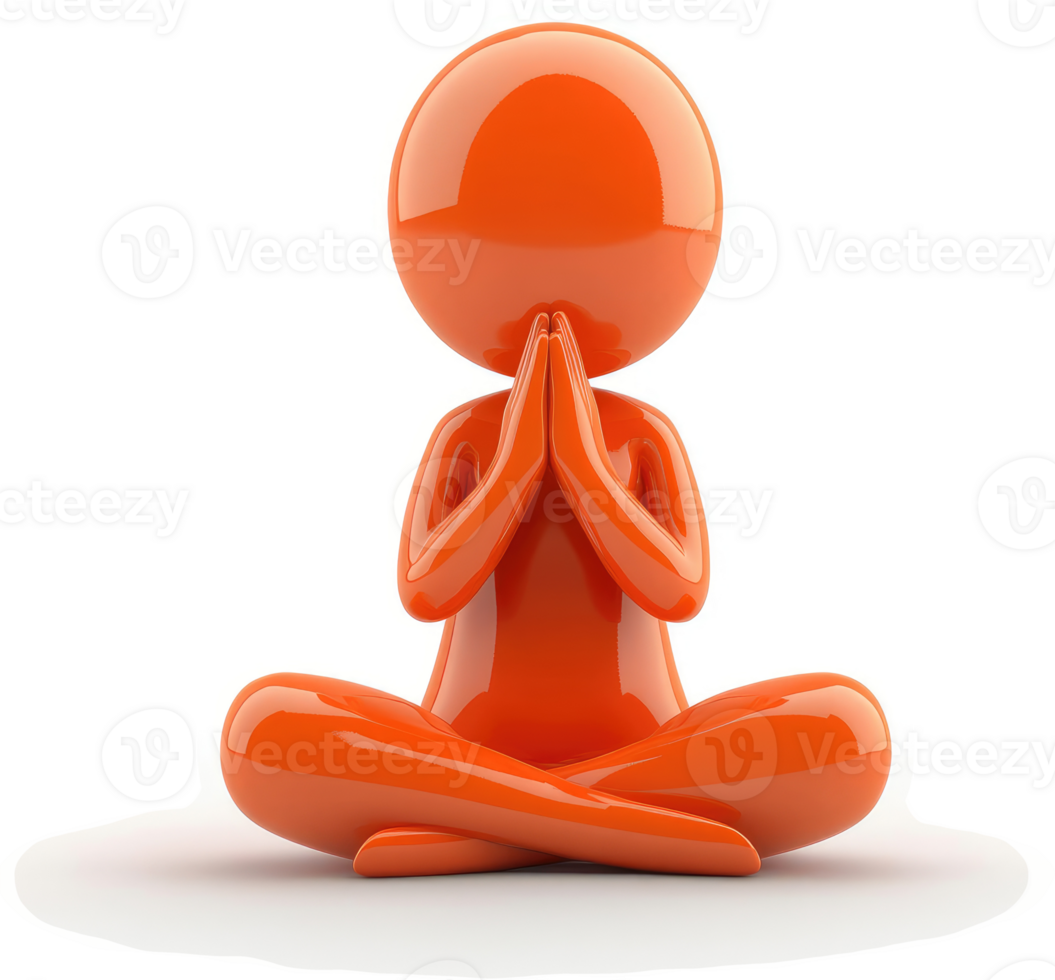 Orange figure in a meditative pose. png