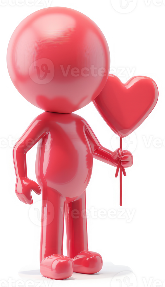A rosy-hued figure holds a heart-shaped balloon. png