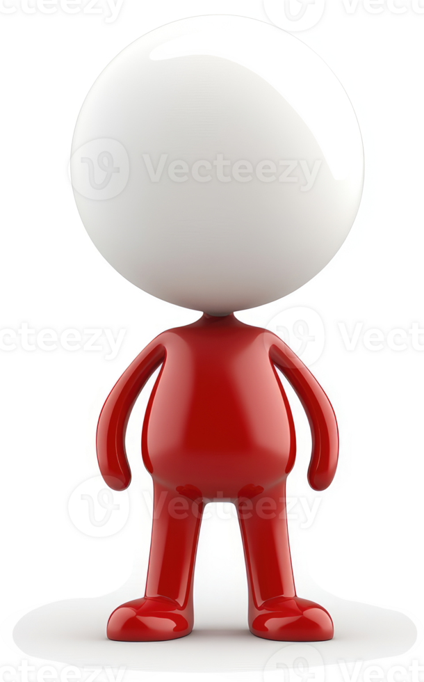 Red figure, blank white head, 3D render. png
