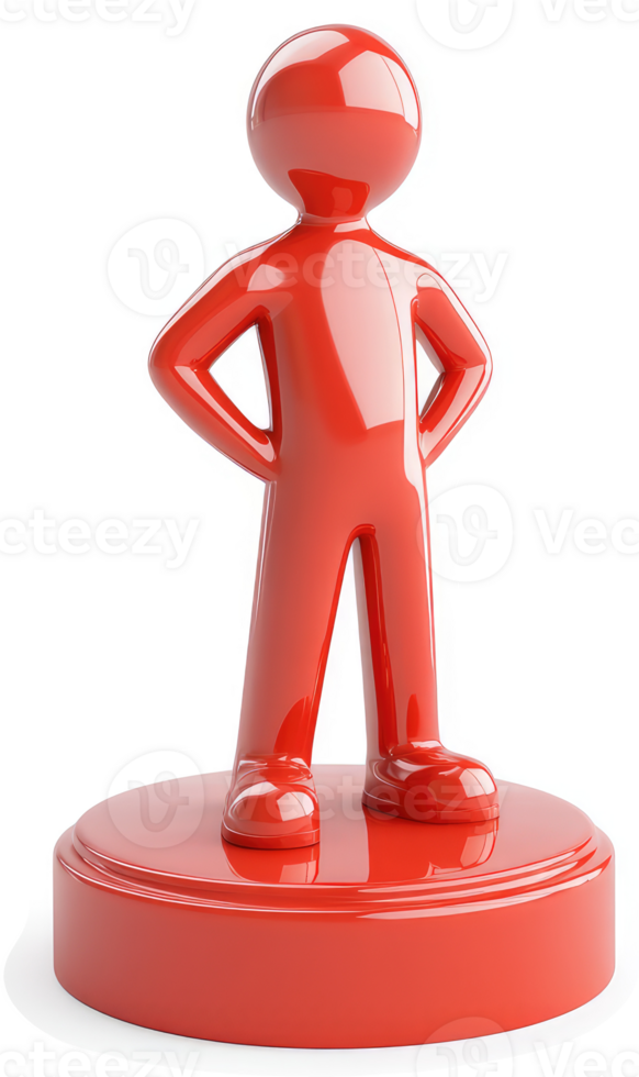 Red figurine of a person standing confidently. png