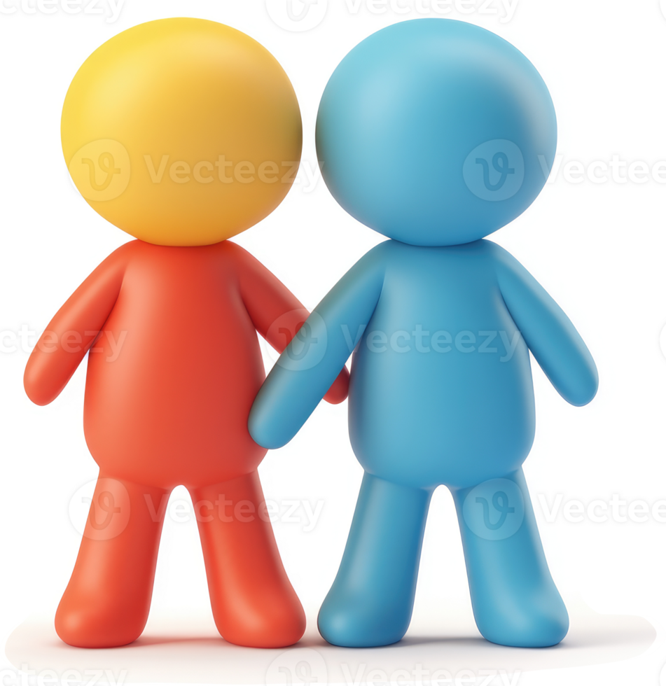 Two colorful figures holding hands, symbolizing unity. png
