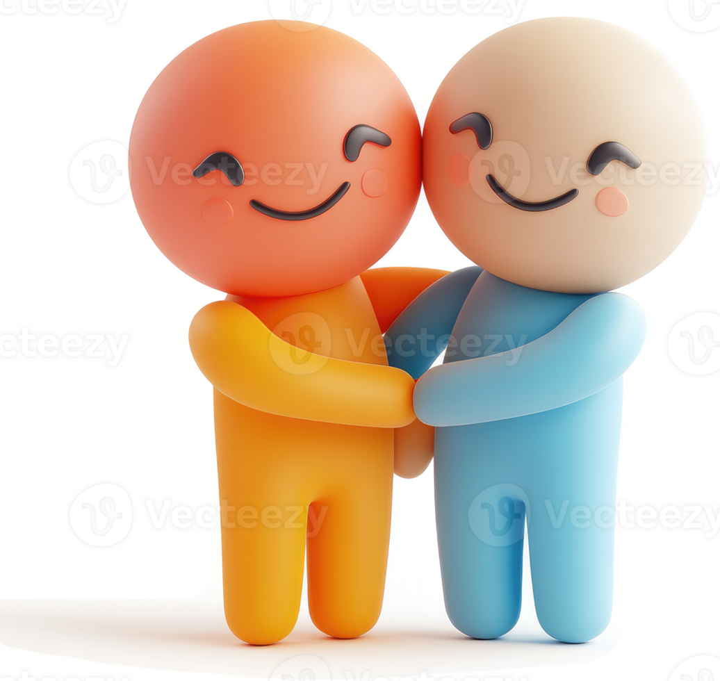 Two cartoon characters embracing, displaying affection. png