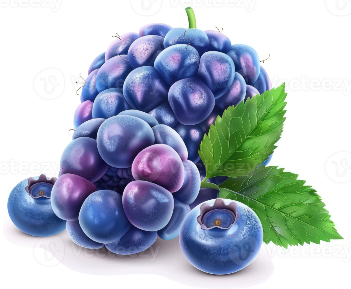 Vibrant blueberries and blackberries, a healthy fruit cluster. png
