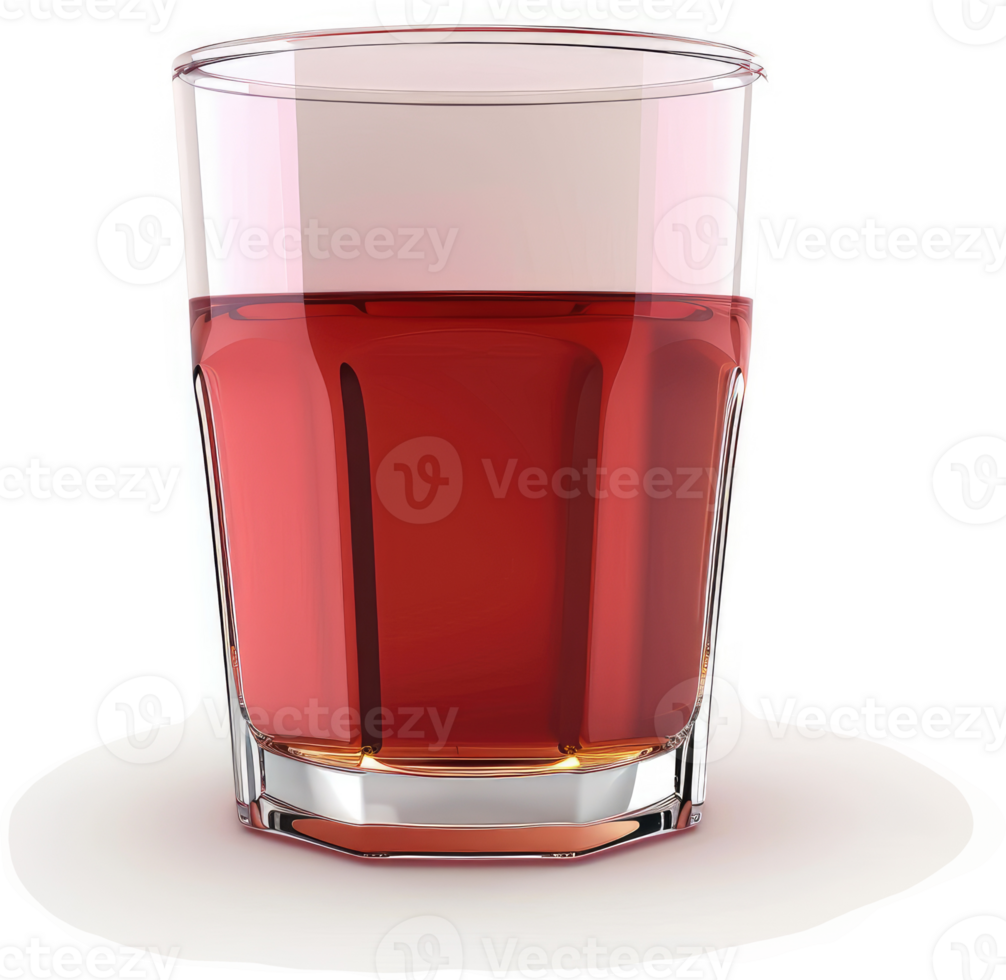 Red beverage in a short, stemmed glass on a plate. png