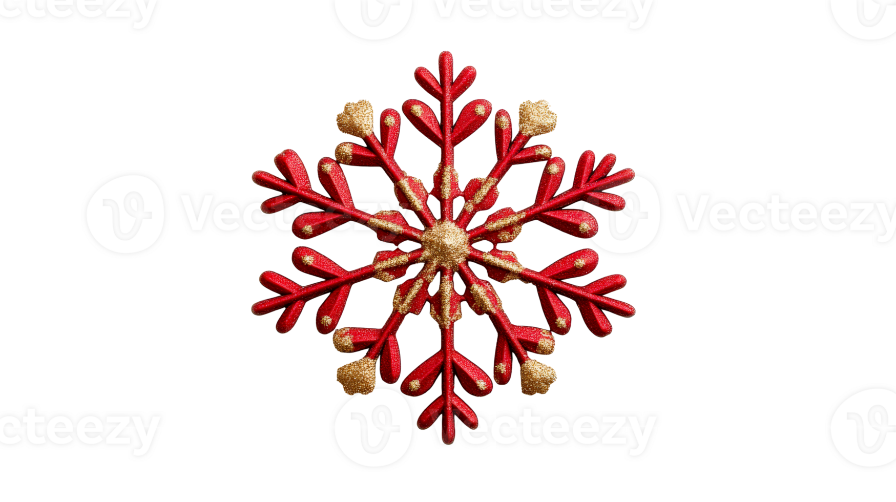 Red and gold snowflake ornament, Christmas decor, winter holidays, cut out transparent png