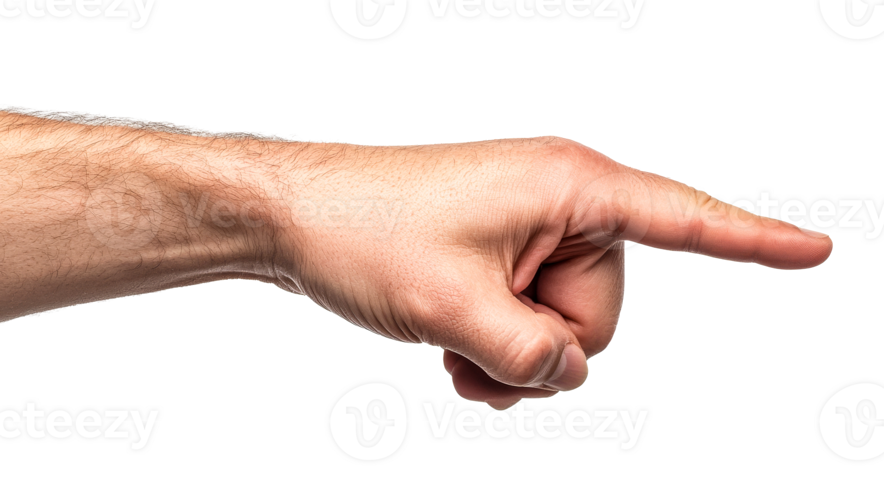 Hand gesture indicates direction, human body part points forward, cut out transparent png