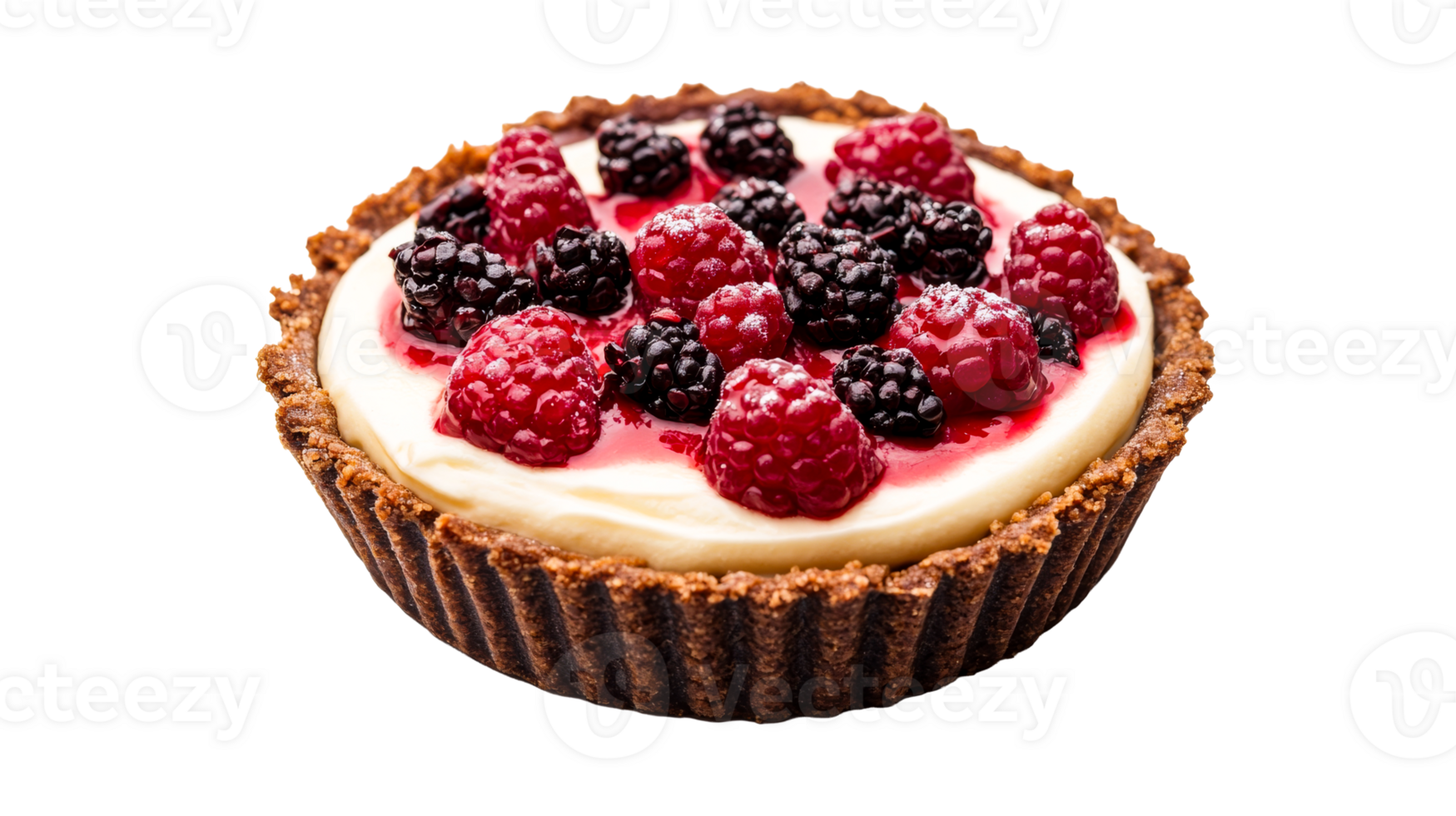 Raspberry and blackberry tart, pastry dessert food, cut out transparent png
