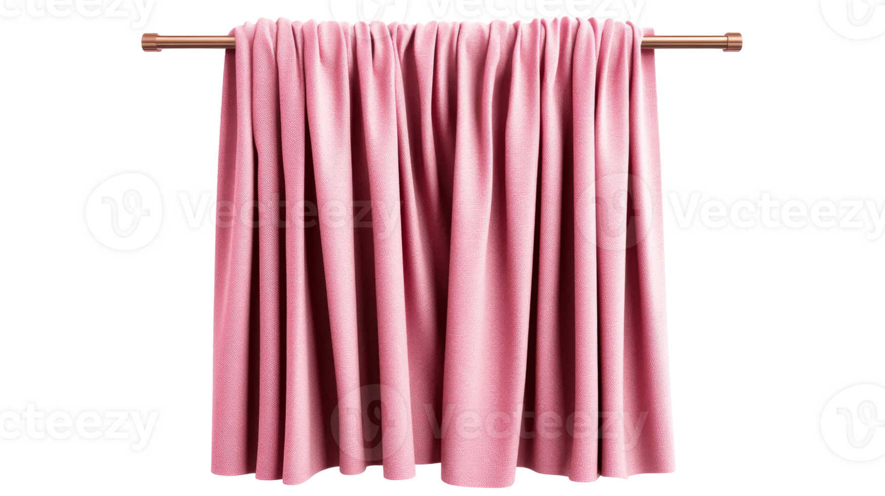 Delicate pink drape on rod in studio, cut out transparent png