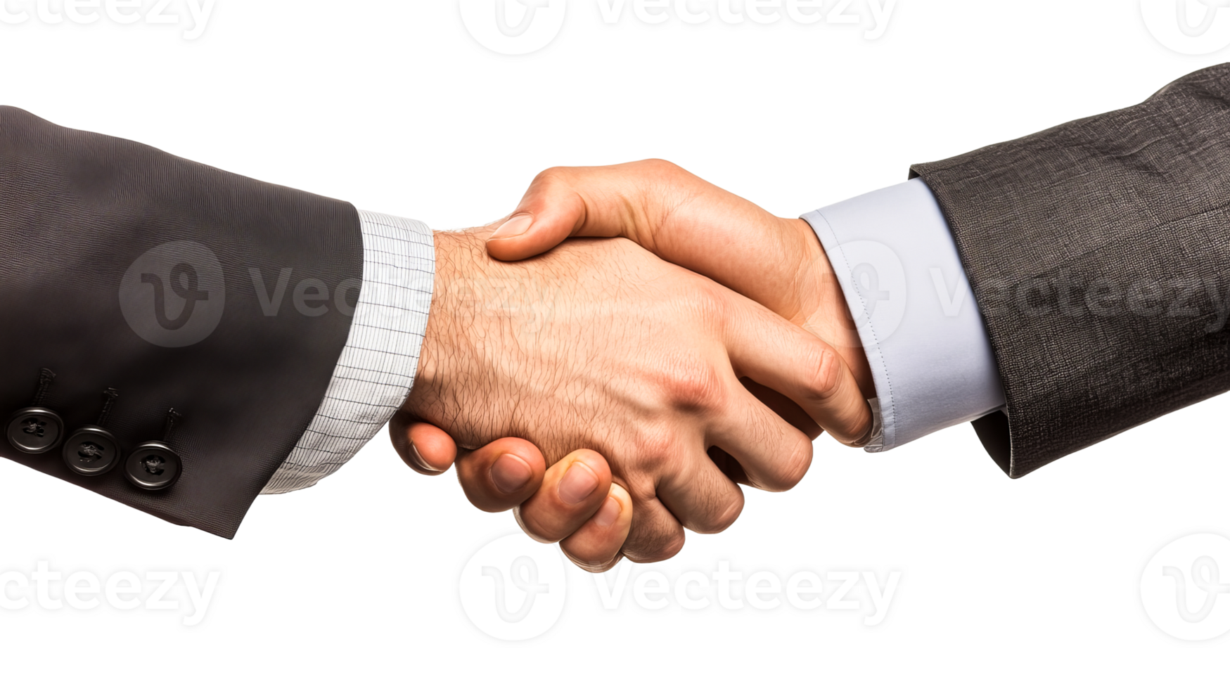 Business handshake of two men in suits, agreement, deal, cut out transparent png