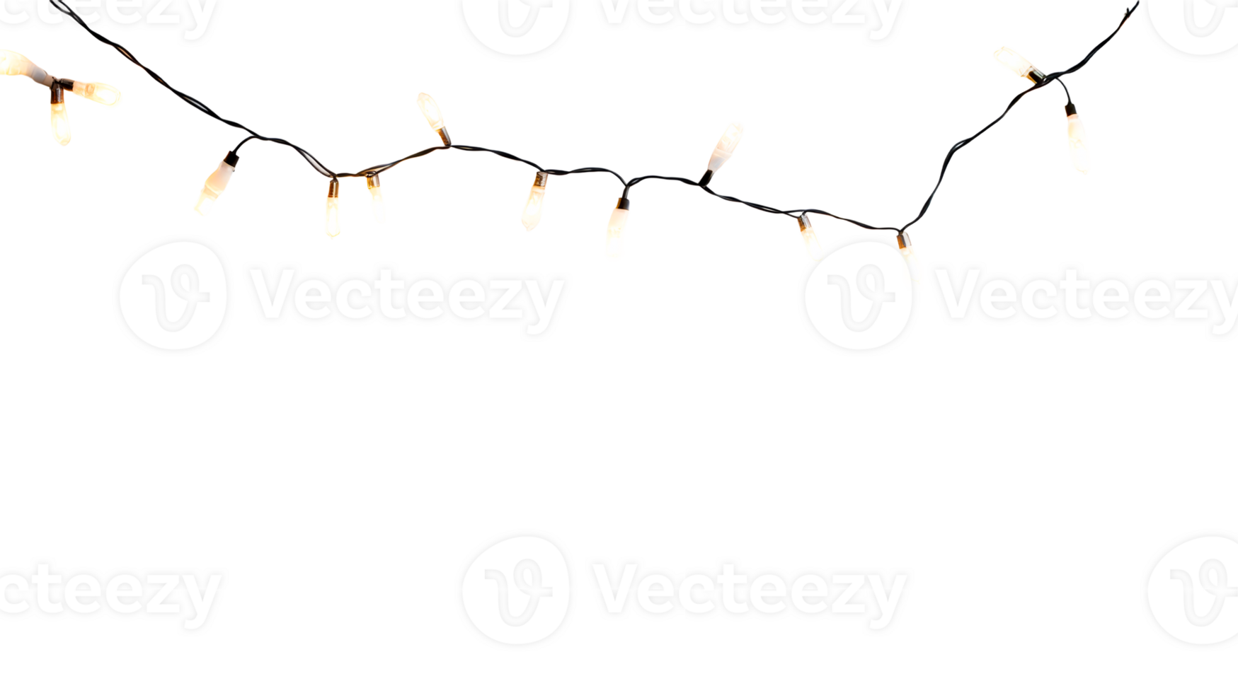 String lights on a black background, glowing, holiday, cut out transparent png