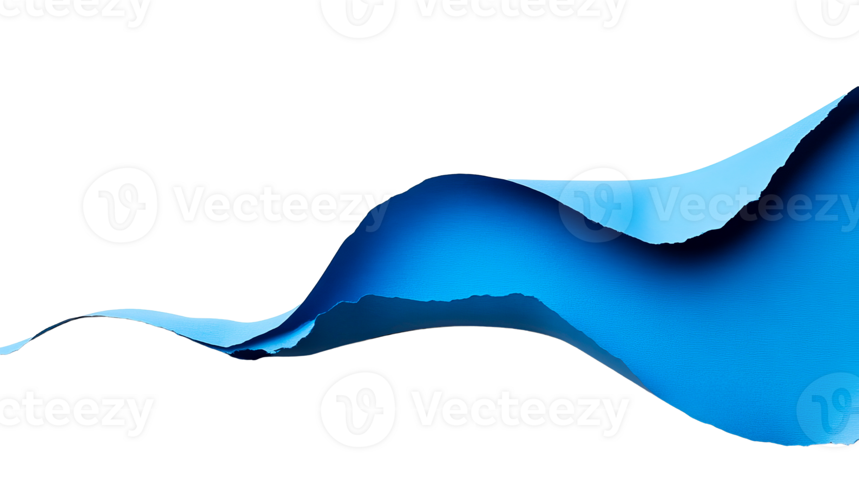 Abstract composition with blue wave and texture, cut out transparent png