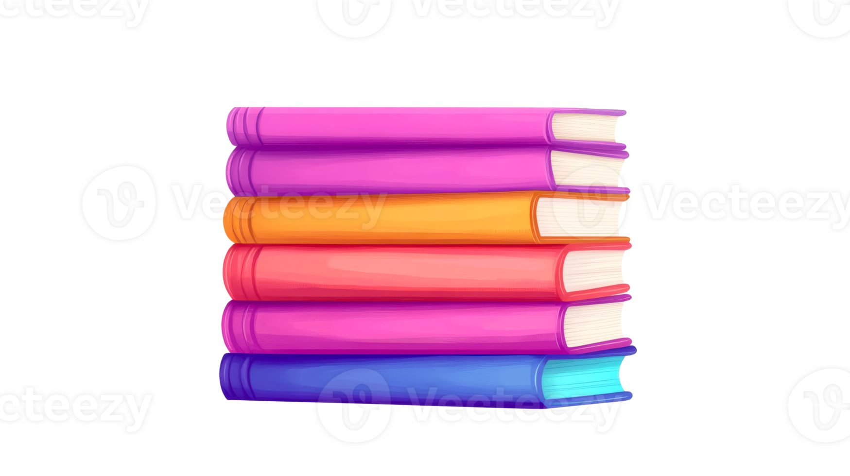 Stack of colorful books against black background, literature, learning, cut out transparent png