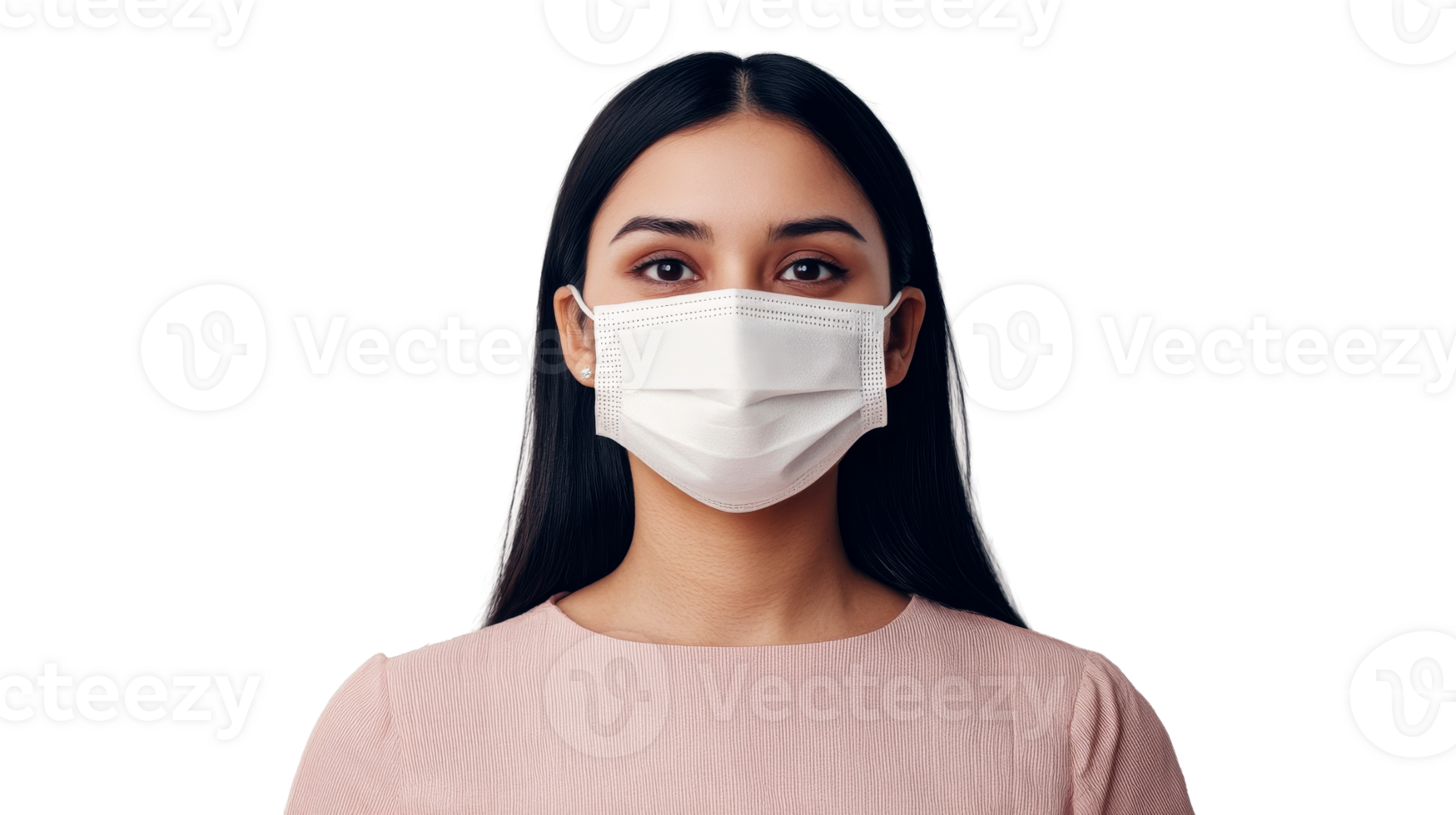 Young Asian woman in medical mask, hygiene, protection, cut out transparent png